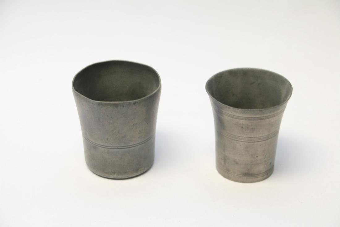 PR. OF AMERICAN PEWTER BEAKERS: UNMARKED - 1ST HALF OF THE 19TH CENTURY 3" AND 3 1/4"