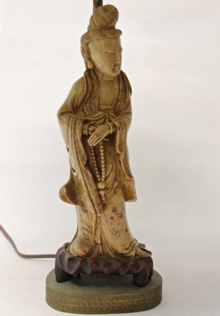 CARVED FIGURAL HARDSTONE CHINESE LIGHT (1 of 3)
