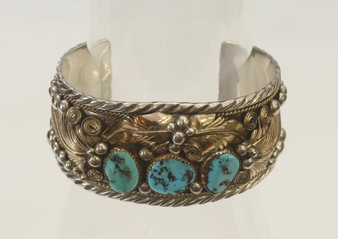 NATIVE AMERICAN STERLING SILVER  CUFF BRACELET (1 of 3)