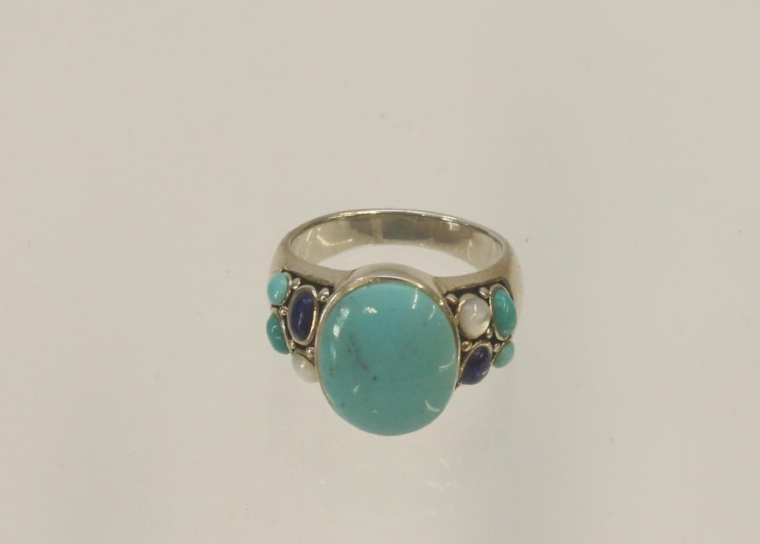 STERLING SILVER AND TURQUOISE RING (1 of 3)