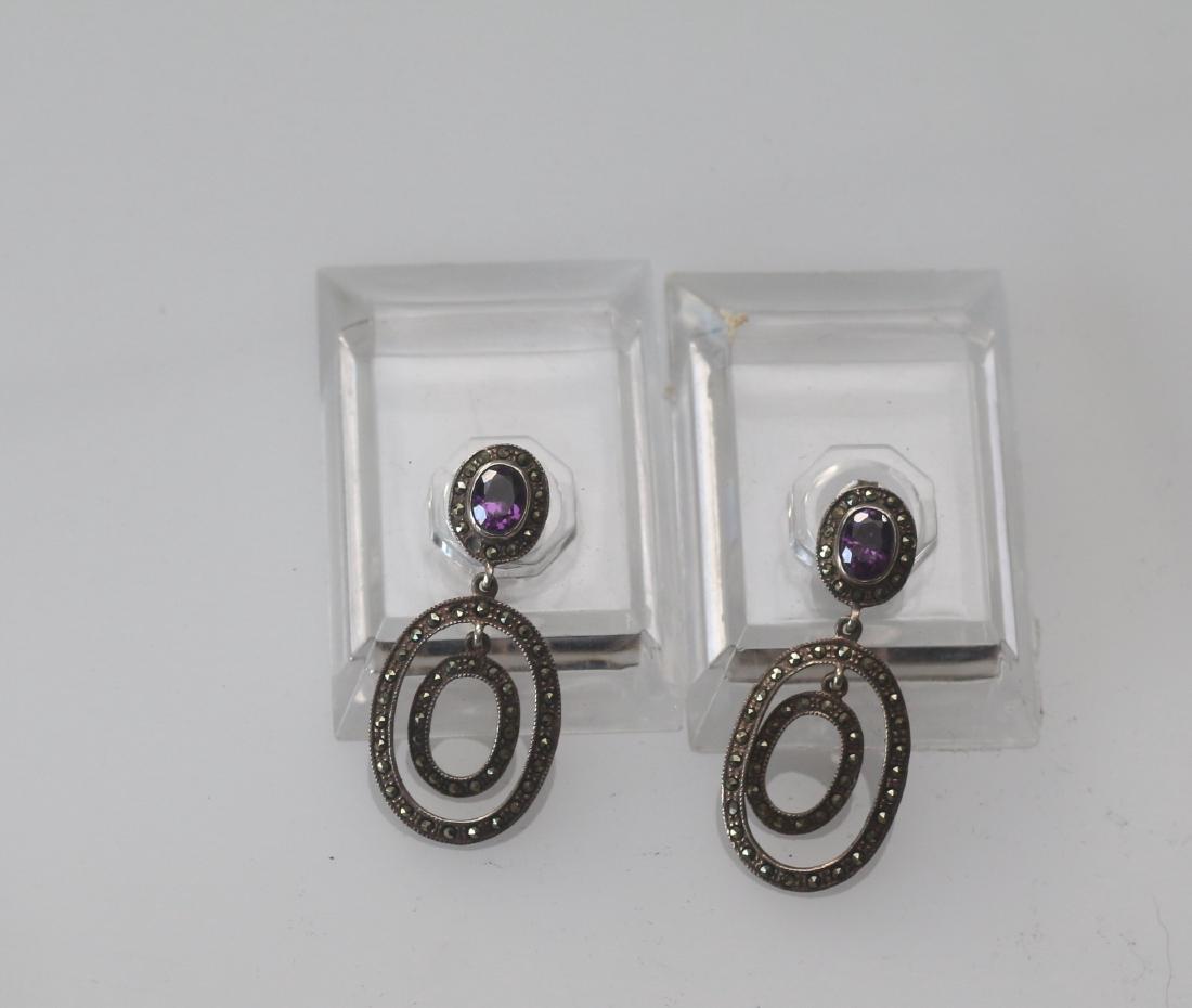STERLING SILVER AND MARCOSITE EARRINGS (1 of 2)