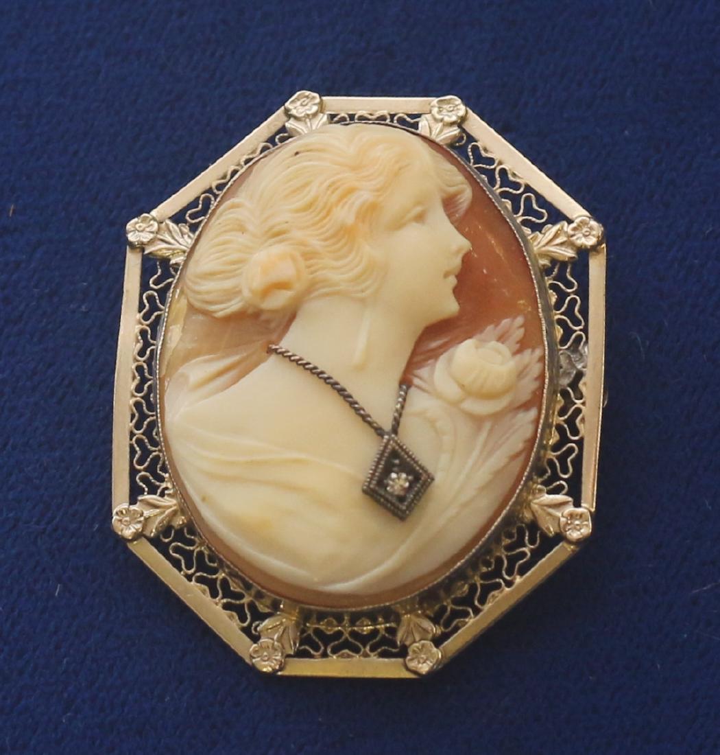 14K SHELL CAMEO BROOCH (1 of 2)