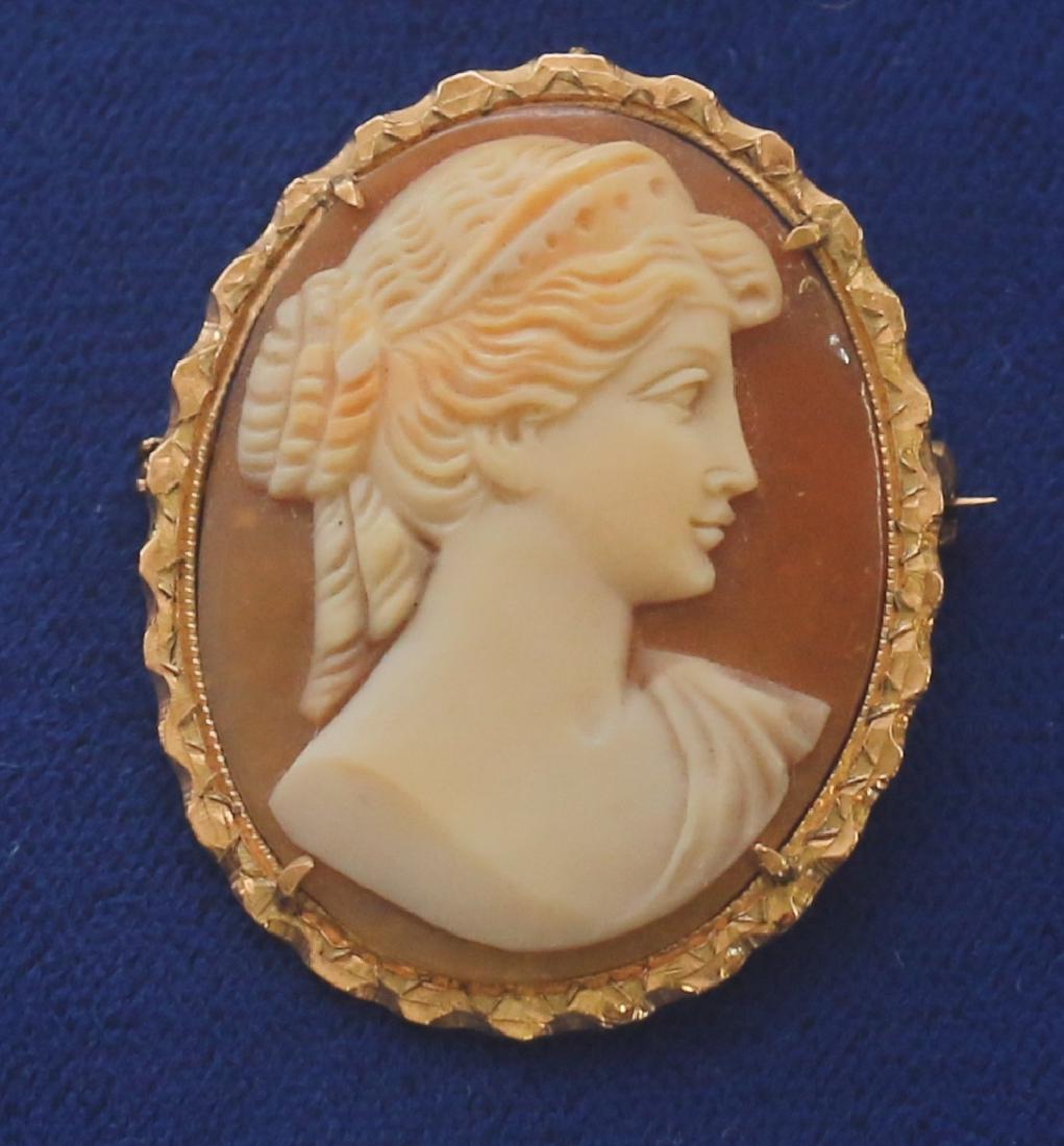 14K SHELL CAMEO BROOCH (1 of 2)