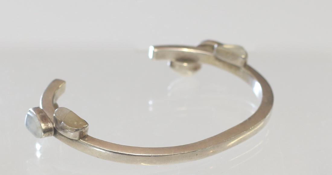 LILLY BARRACK CUFF: STERLING WITH STONES - HAND WROUGHT 1.02 OZT Dimensions: 3" X 2"