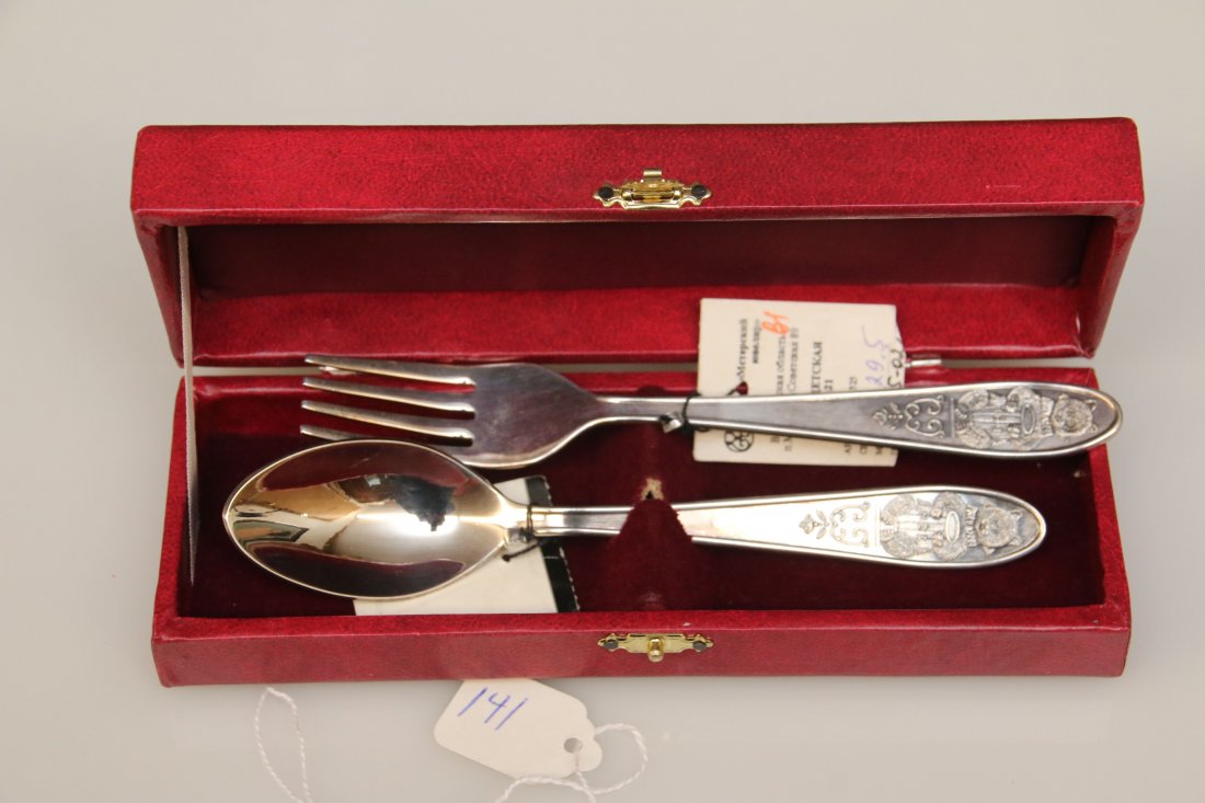 RUSSIAN STERLING FORK AND SPOON (1 of 2)