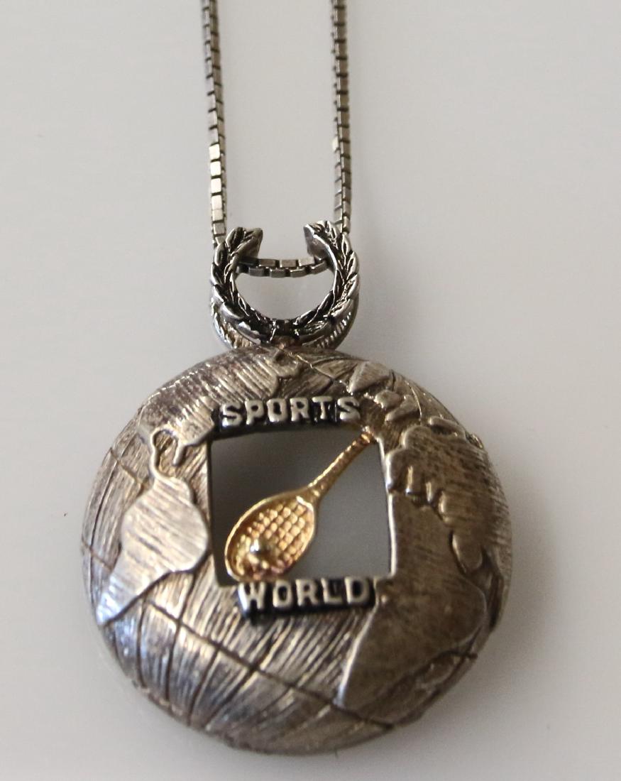 STERLING AND 14K TENNIS PENDANT & CHAIN (1 of 2)