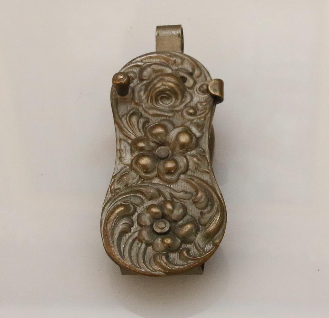 CHATELAINE CLIP: BRASS, TIN, AND NICKEL PLATE - PATENT APPLIED FOR Dimensions: 2 1/2" X 1"