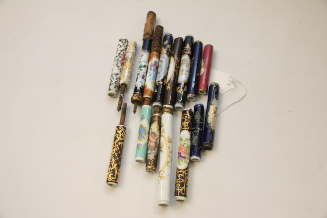 16 FRENCH PORCELAIN UMBRELLA HANDLES (1 of 1)