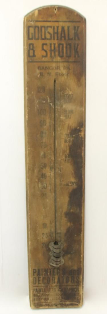 WOODEN BANGOR, PA ADVERTISING THERMOMETER (1 of 3)