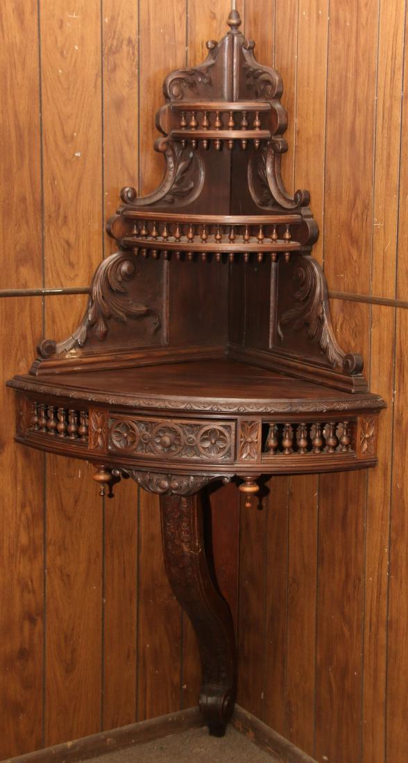 PAIR OF CARVED CORNER SHELVES (1 of 3)