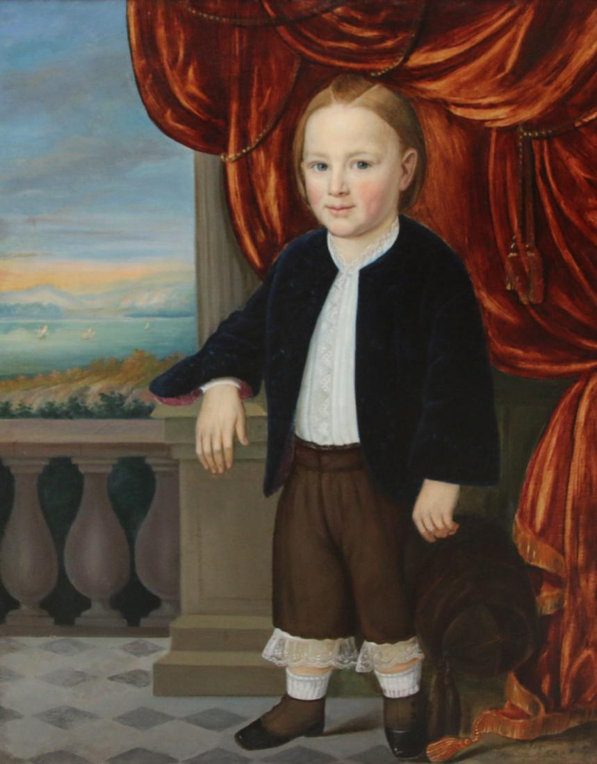 PORTRAIT OF BOY OIL ON CANVAS BY PAUL GOTTLIEB WEBER (1 of 4)