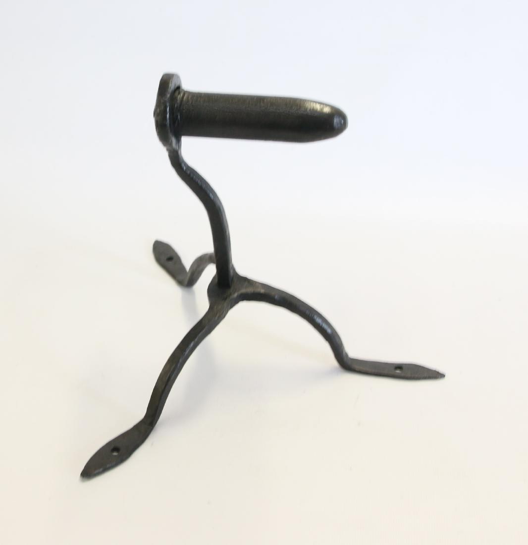 GOFFERING IRON: HAND CRAFTED WROUGHT IRON WITH TRIP-POD BASE 10" X 7 1/2"