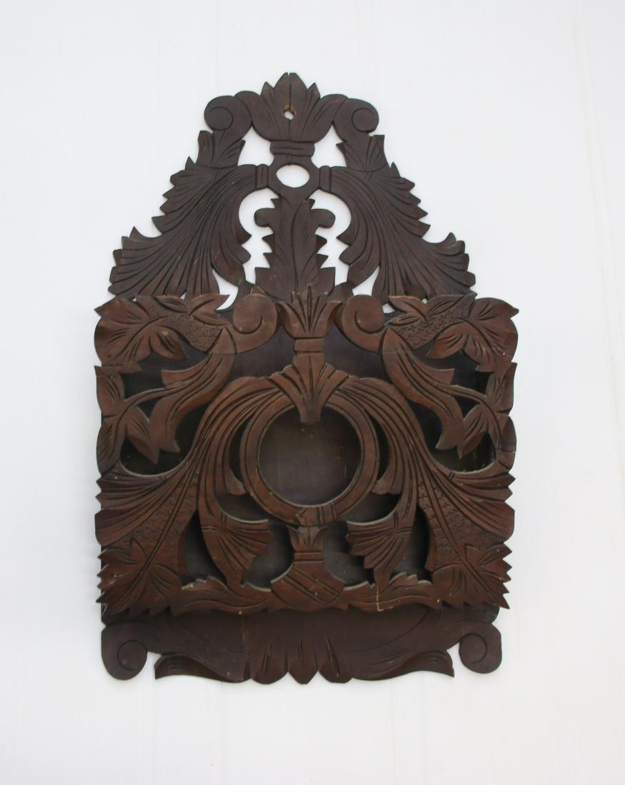 CARVED WALL HANGING MAGAZINE RACK (1 of 3)