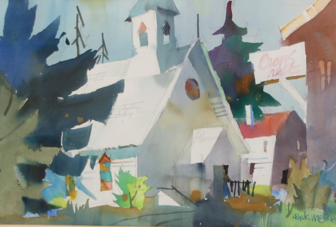 FRANK WEBB WATERCOLOR: RURAL TOWN SCENE" - FRAMED AND MATTED SIGNED BOTTOM RIGHT - "A.W.S." 21 1/2" X 14