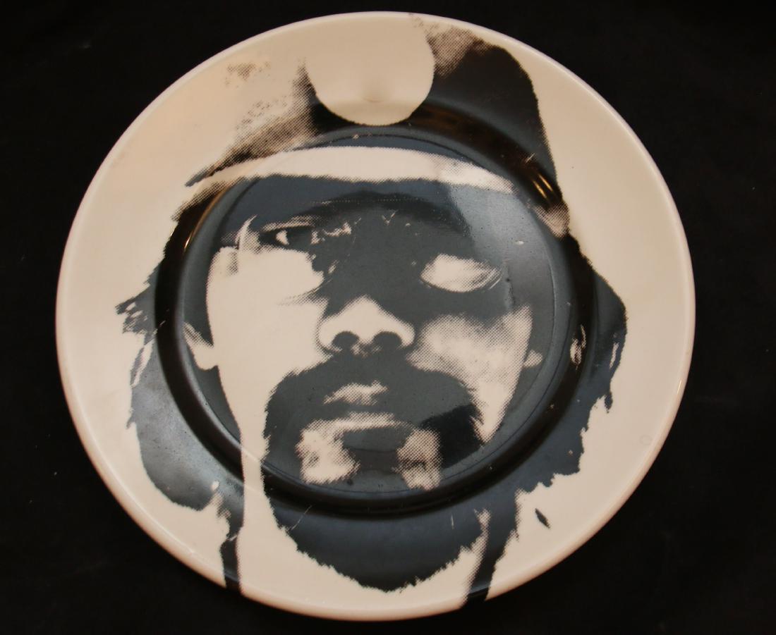 CHINA TRANSFER PLATE: MAN WITH HAT AND GLASSES MOTIF 9"