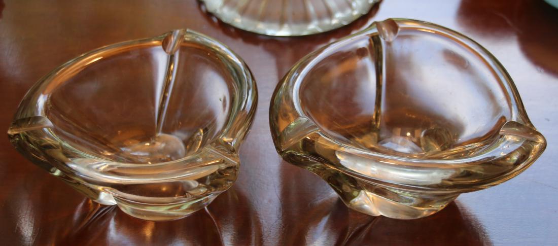 PR. OF DAUM ASHTRAYS: (2) ASHTRAYS MARKED "DAUM" FRANCE ON BOTTOM 6" X 2 1/2" - 6 1/2" X 2 3/4"
