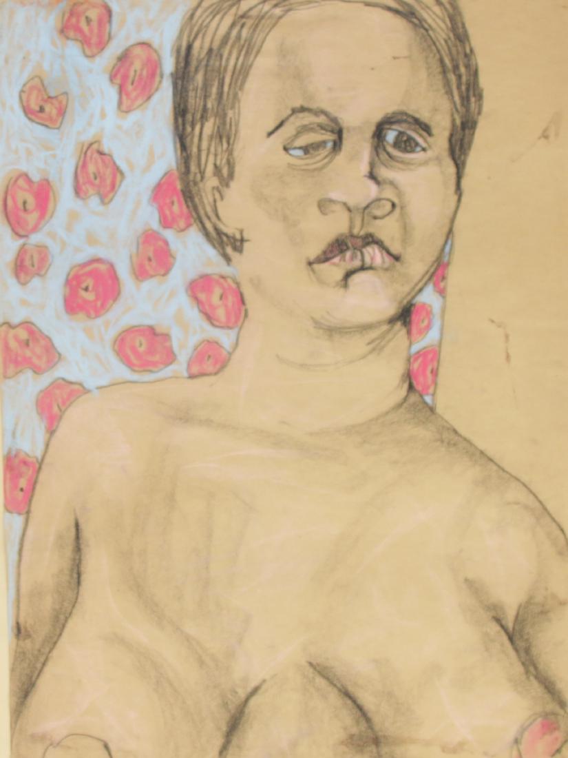 IRIS P. SUKONECK DRAWING ON PAPER: PAT STEIR - PASTEL AND CHARCOAL DRAWING OF NUDE WOMAN SIGNED LOWER LEFT "SUKONECK" - IRIS P. SUKONECK 9 PITCAIRN RD - LIVINGSTON, NEW JERSEY 24" X 17 1/2"