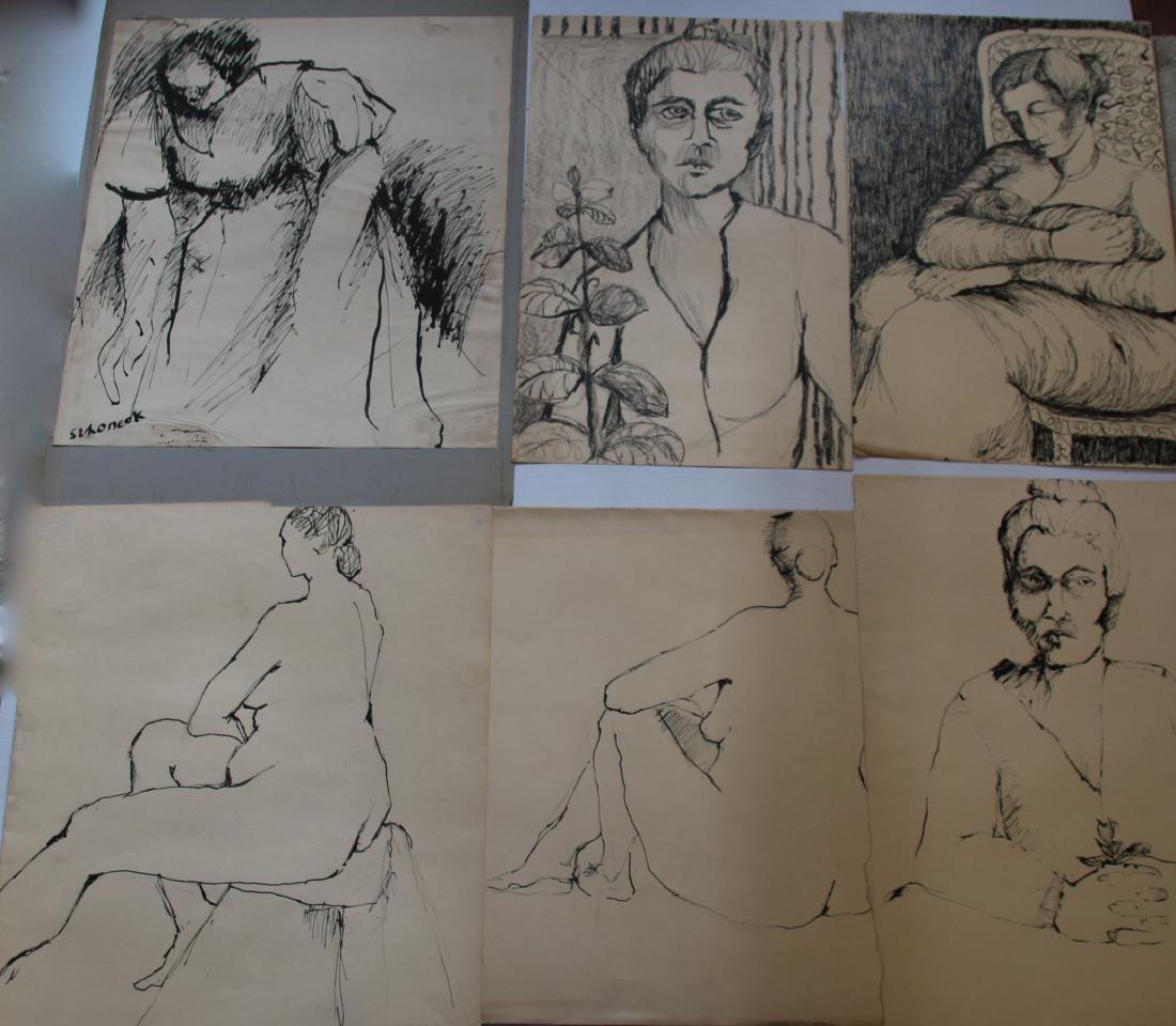 SUKONECK ACRYLIC, INK, AND CHARCOAL  ON PAPER (1 of 5)