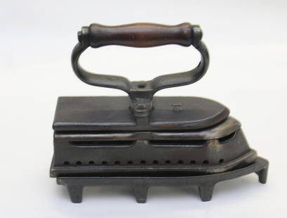 TAILOR AND COMMERCIAL IRON: 19TH CENTURY WITH TRIVET 12" X 10"