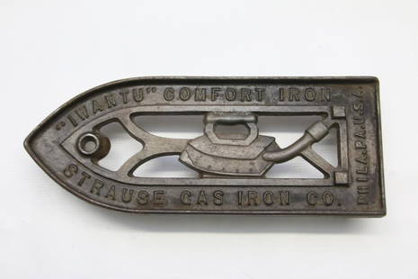 CAST IRON TRIVET: I WANT U" COMFORT IRON TRIVET- STRAUSE GAS IRON COMPANY, PHILADELPHIA 11