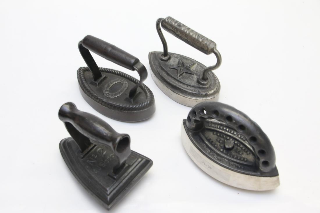 GROUP LOT OF POLISHING IRONS: (4) INCLUDING - SIDDONS, "BUTT" POLISHER, GENEVA "STAR", AND ENTERPRISE STAR POLISHER 5" TO 5 3/4"