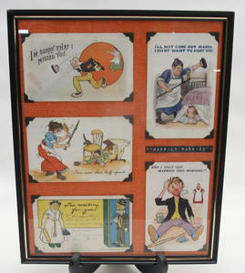 FRAMED ADVERTISING CARD LOT