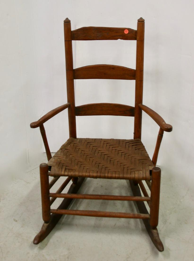 EARLY YOUTH ROCKER: WOOVEN SEAT 34" H