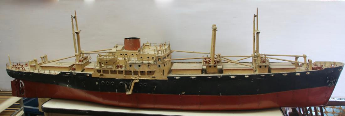 FOLK ART SHIP: HANDMADE AND PAINTED WITH METAL AND WOOD 81" L