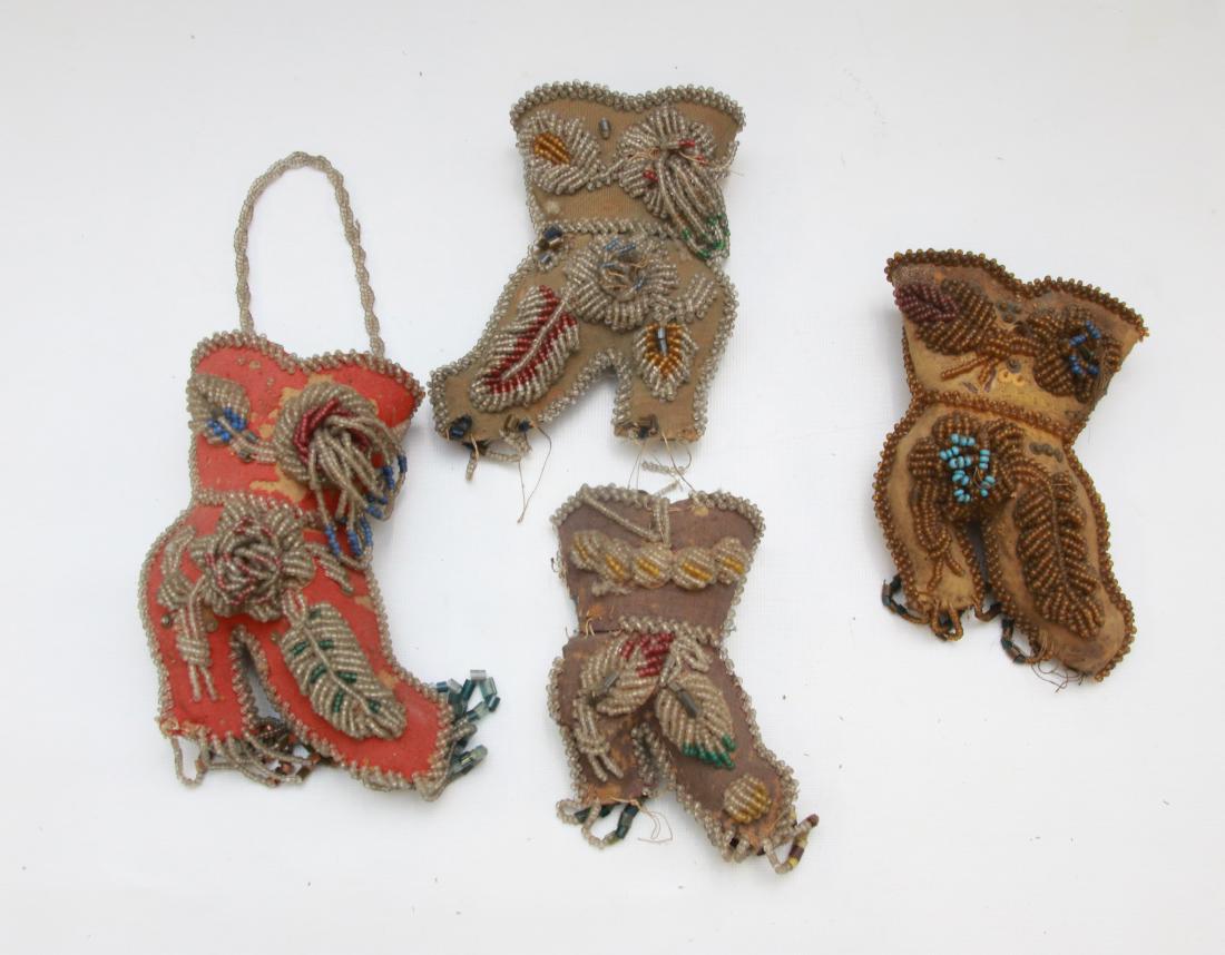 LOT OF BEAD WORK: (4) HIGH HEEL BOOTS