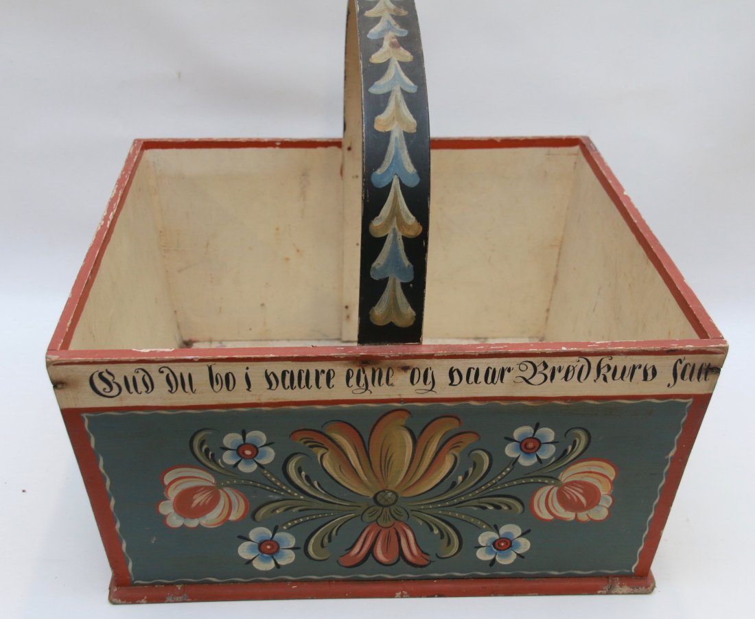 FOLK ART PAINTED BASKET (1 of 4)