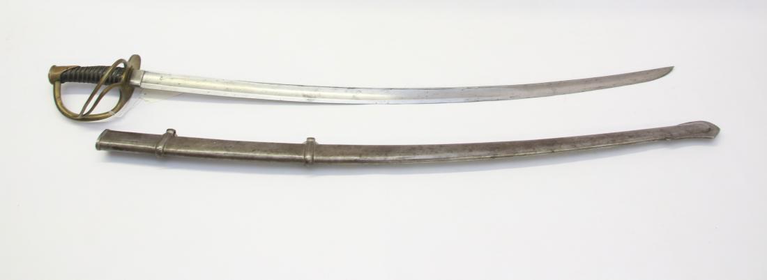 CIVIL WAR ERA CAVALRY SWORD: UNMARKED WITH SCABBARD 42 1/2" TOTAL LENGTH