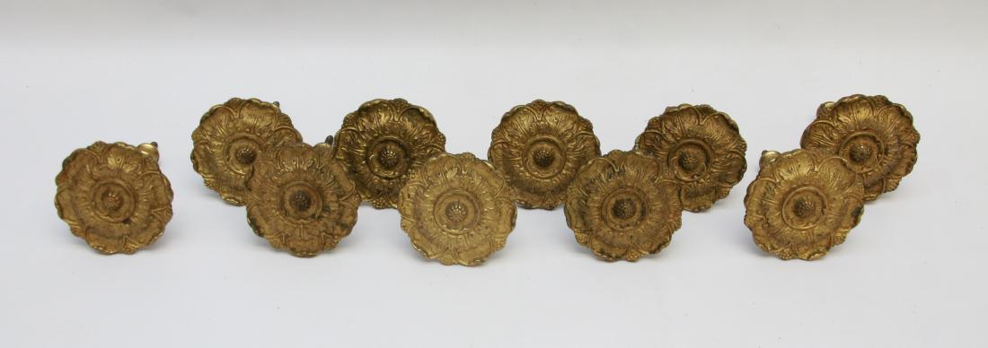 BRASS CURTAIN TIEBACKS: HEAVY BRASS CAST TIEBACKS WITH SCREW MOUNTS Dimensions: 3 1/2" X 4"