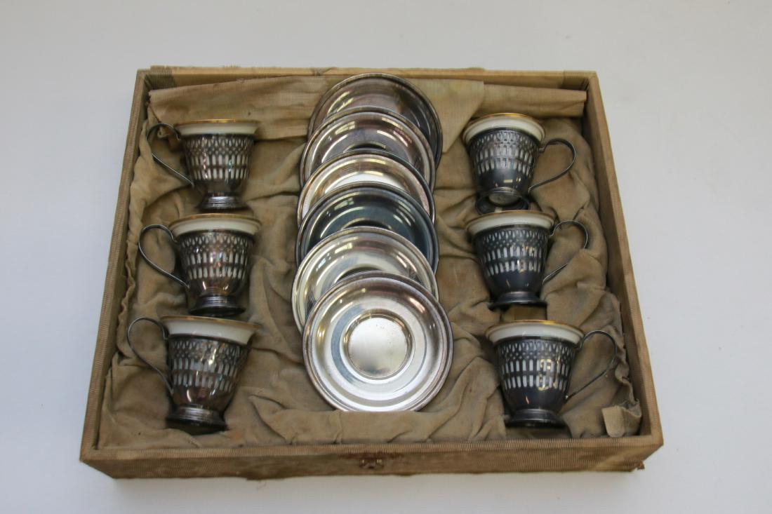 STERLING SILVER DEMITASSE SET: RIFKIN BROS. STERLING WITH CZECH INSERTS - 5.8 OZT Dimensions: 2 1/2" X 3 1/2"