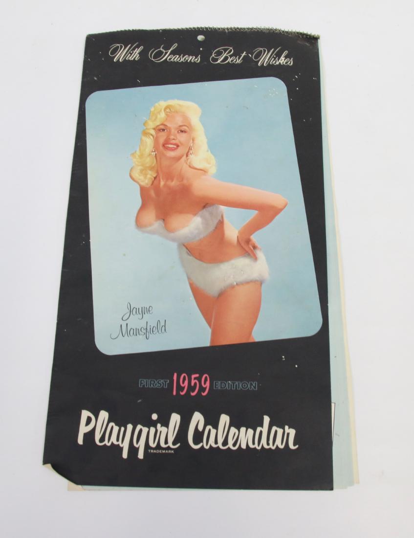 1959 PLAYGIRL CALENDAR: JANE MANSFIELD ON COVER Dimensions: 9" X 17"
