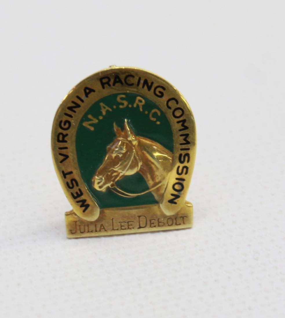14K GOLD PIN: TIFFANY AND CO. - WEST VIRGINIA RACING COMMISSION - "JULIA LEE DEBOLT" - 3.2 DWT