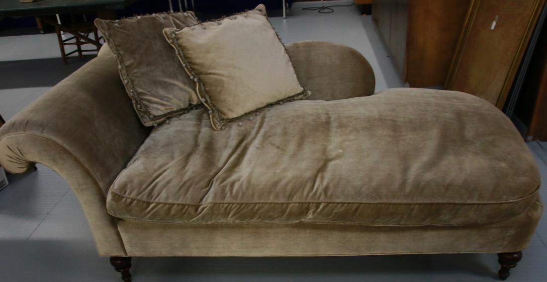 EJ VICTOR DESIGNER CHAISE LOUNGE: EJ VICTOR DESIGNER CHAISE LOUNGE CHAIR WITH DOWN FILLED CUSHION AND PLUSH UPHOLSTERY - MEASURES 80" X 40" X 34"