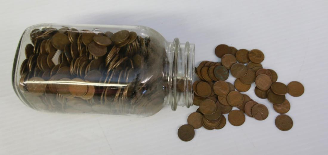 MASON JAR OF WHEAT PENNIES: MASON JAR OF WHEAT PENNIES