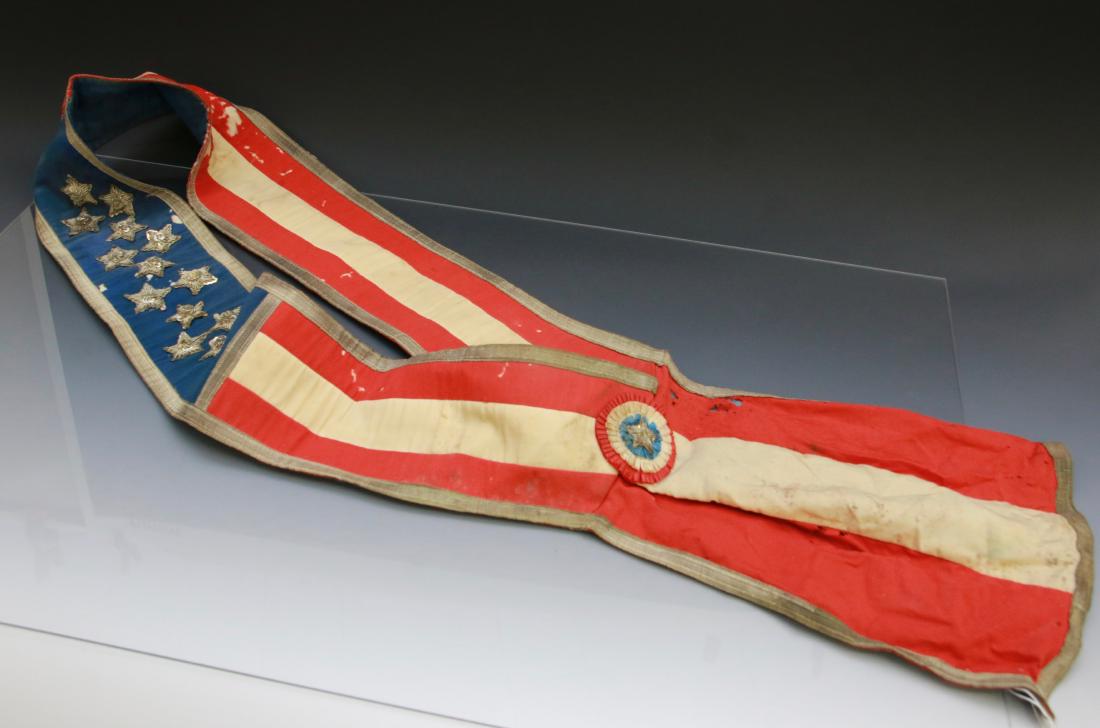VINTAGE PATRIOTIC SASH: PARADE OR LODGE SASH - 13 STAR , 40" L