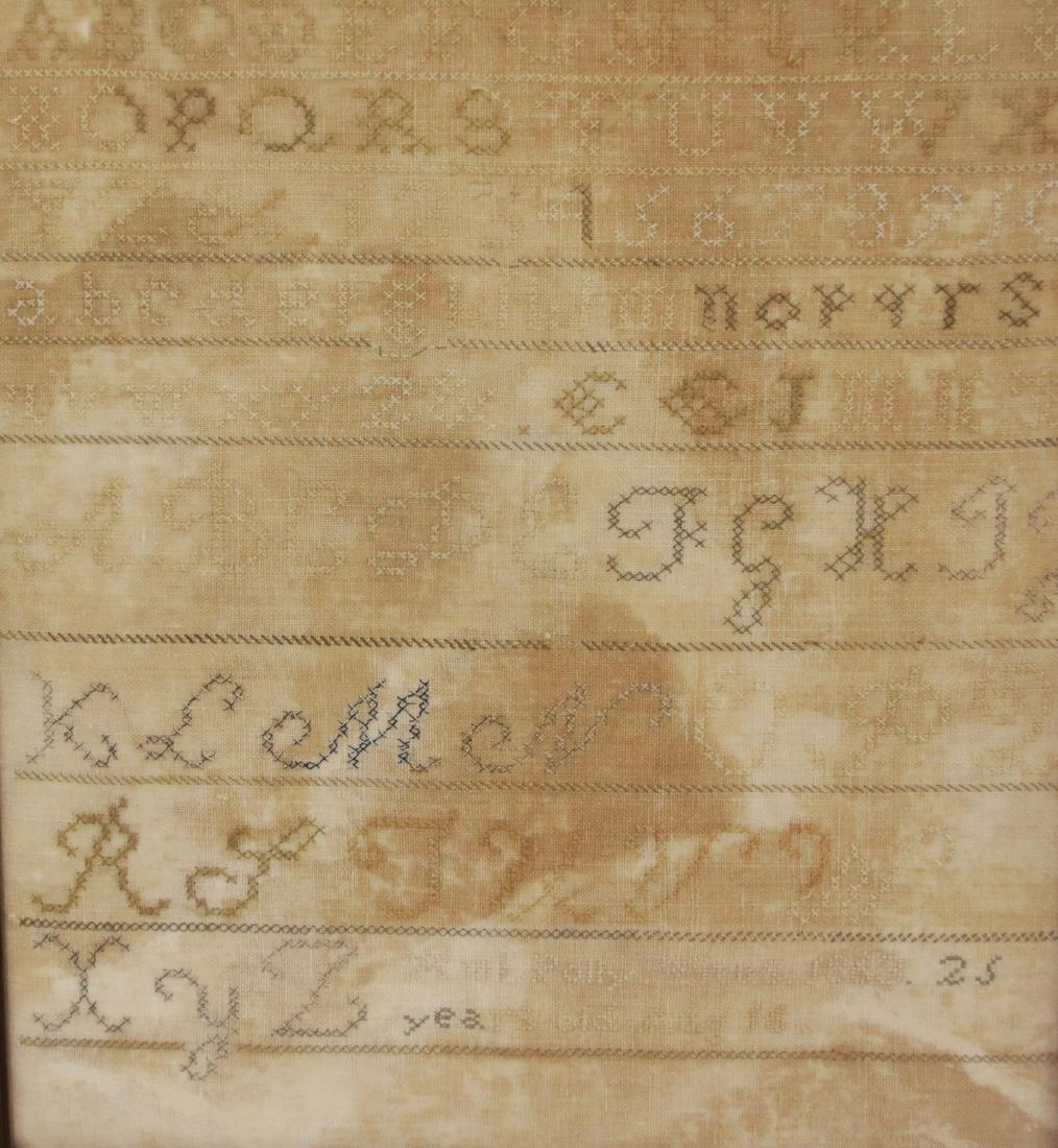 19TH CENTURY SAMPLER: BY: POLLY TITUS, 1863 - ALPHABET AND NUMBERS , 12 1/2" X 14"