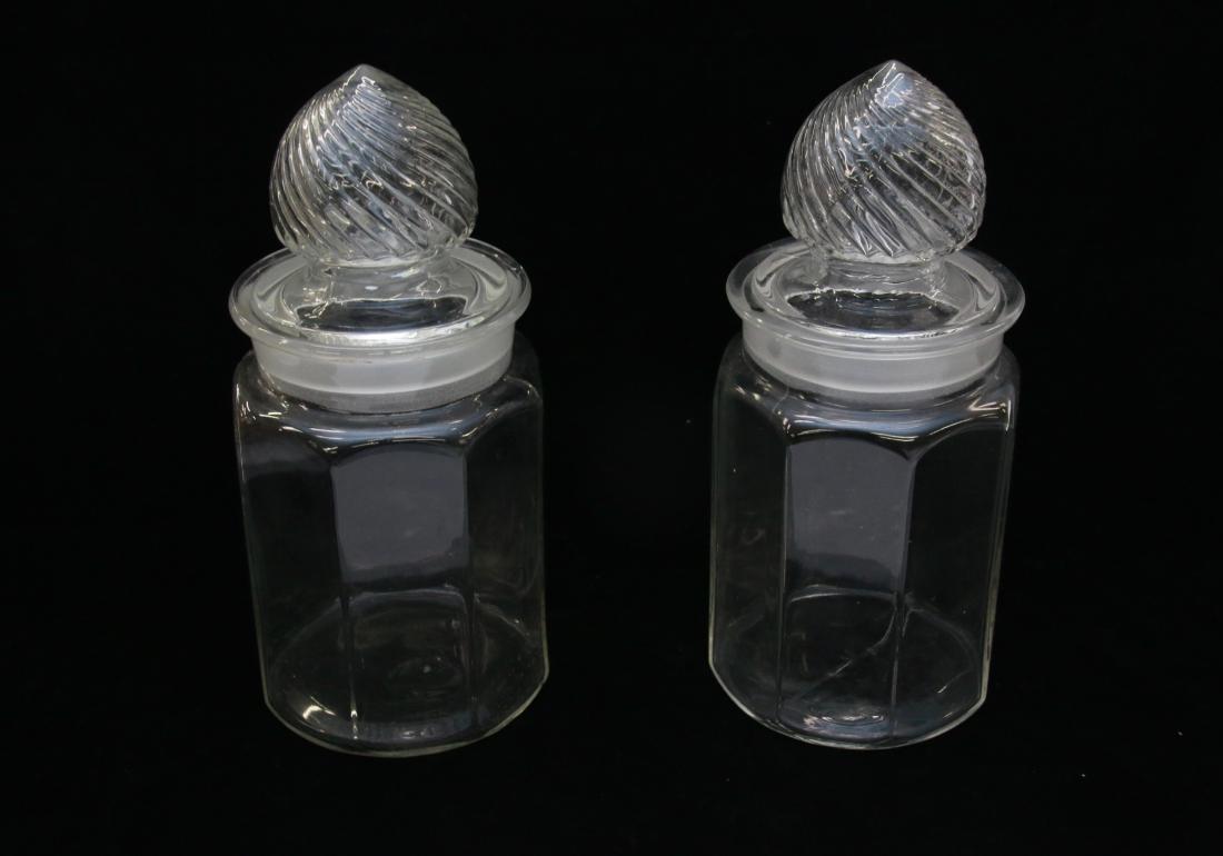 PR. OF CANDY JARS: WITH SWIRL PATTERN LIDS , 12 1/4" H