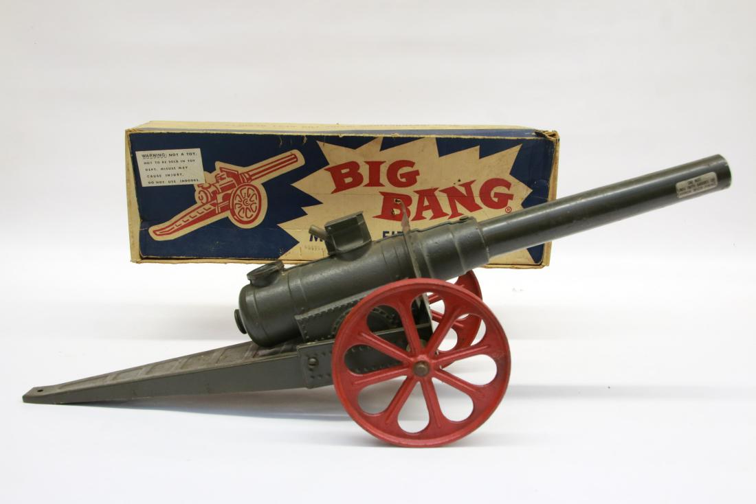 BIG BANG CANNON WITH BOX: BY: CONESTOGA CO. BETHLEHEM, PA, 25" L