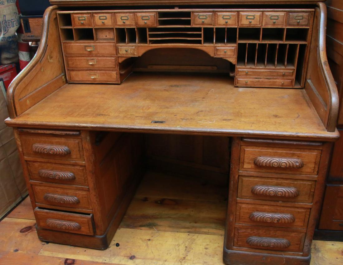 Antique Oak Roll Top Desk