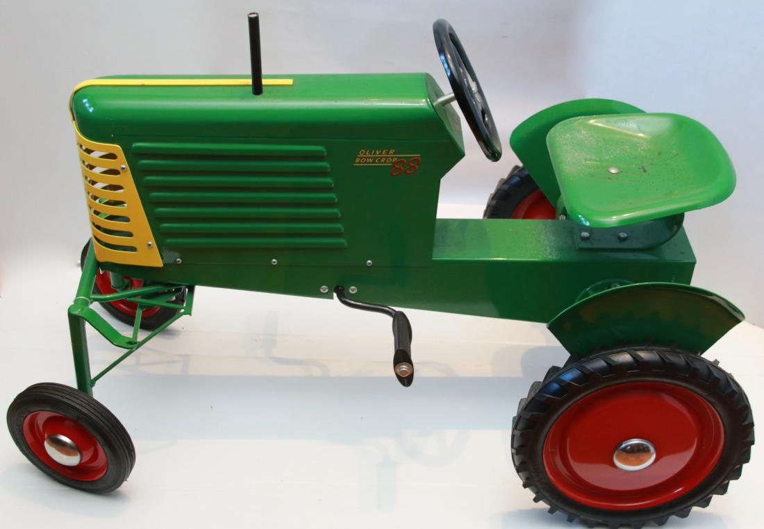 OLIVER PEDAL TRACTOR: OLIVER ROW CROP 88 PEDAL TRACTOR - WHEELS MARKED; DUBUQUE, IOWA - ORIGINAL PAINT , 36"