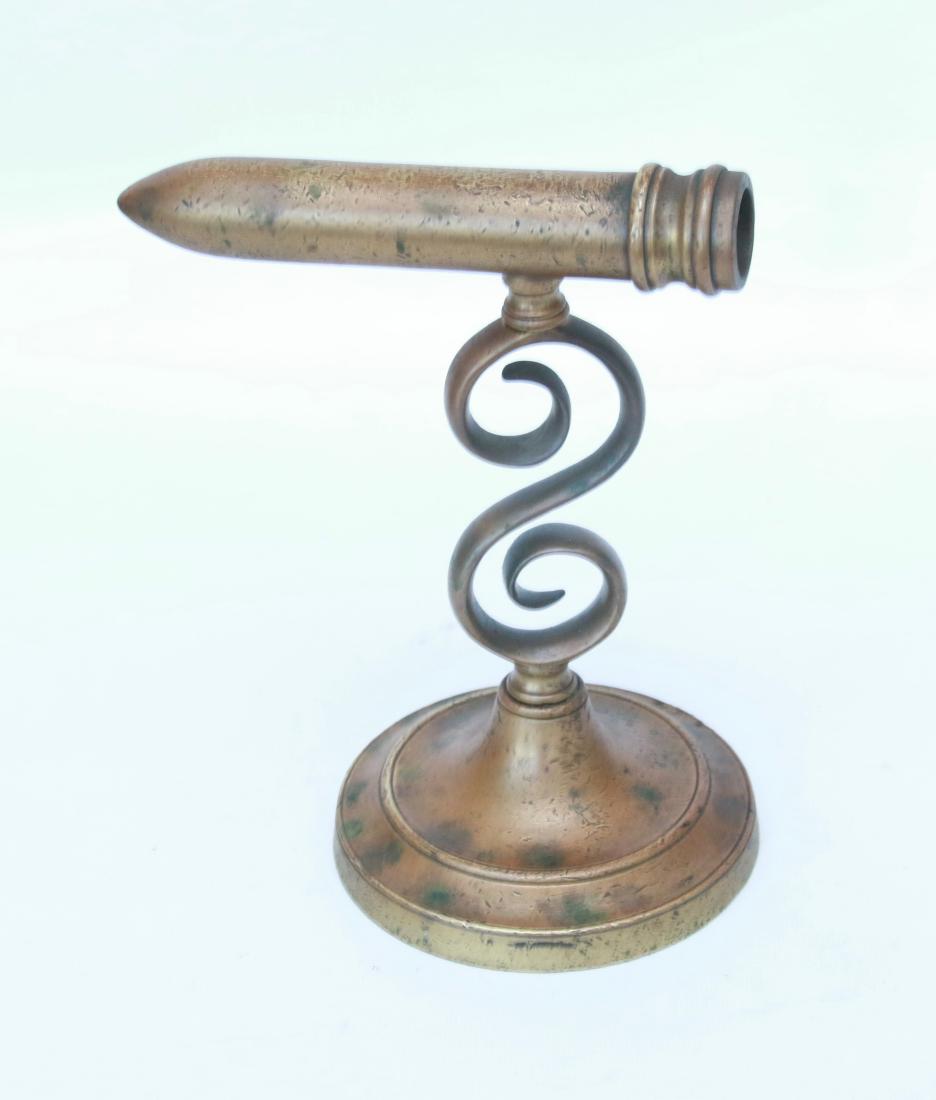 GOFFERING IRON: BRASS WITH "S" MONKEY TAIL POST - ROUND BASE . 8"H - 7" POST