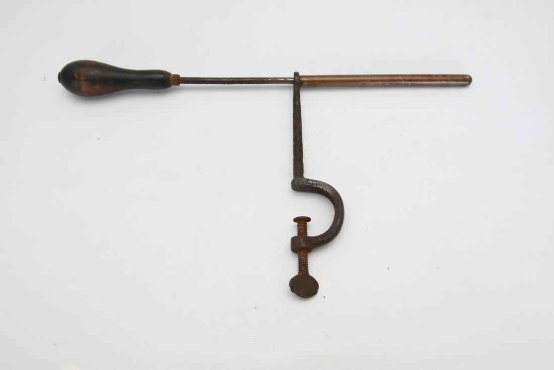 PIPING CLAMP ON GOFFERING IRON: HANDMADE . 5 1/2" BARREL