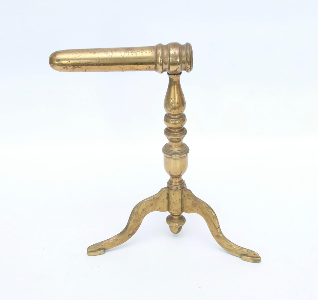 GOFFERING IRON: WITH TRIPOD QUEEN ANNE FEET - BRASS . 5 1/2" BARREL