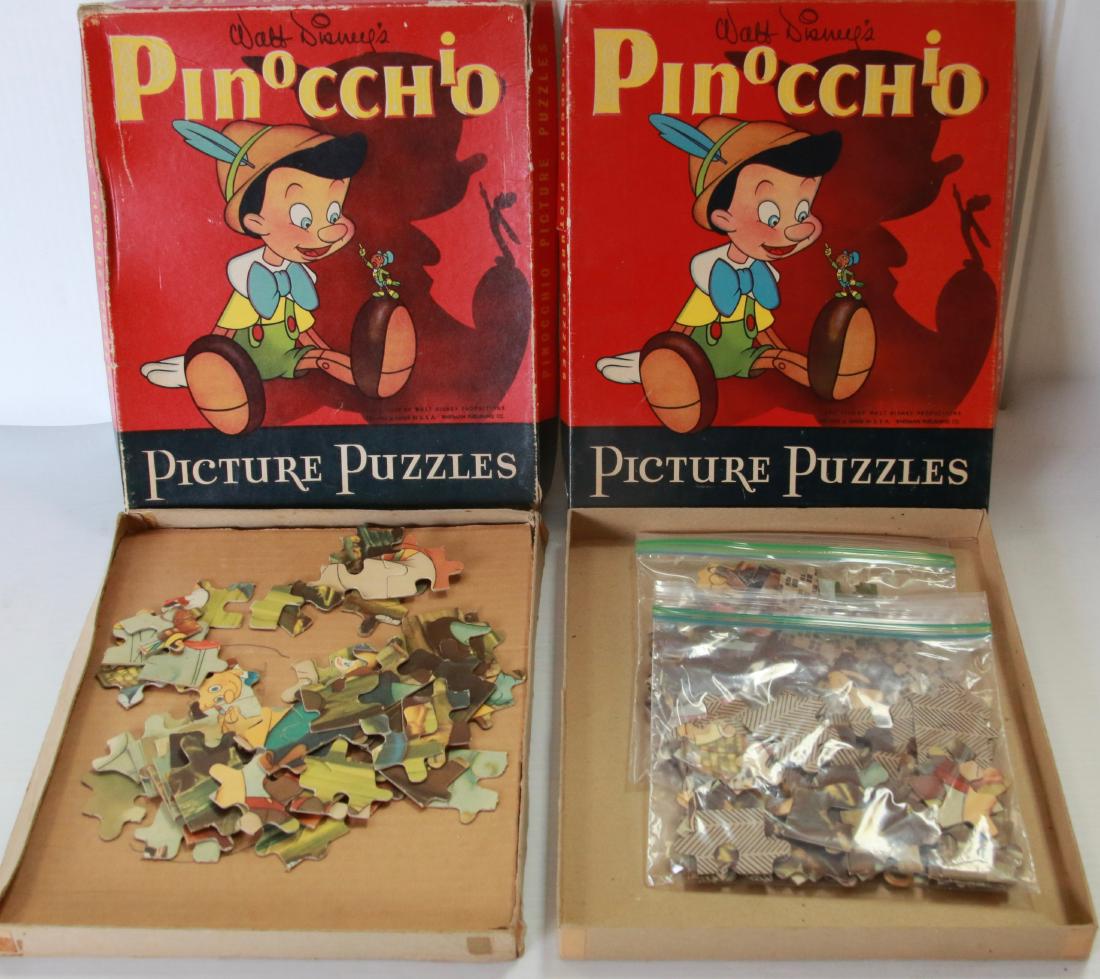 PR. OF PINOCCHIO PICTURE PUZZLES: WITH ORIGINAL BOXES - 1939 WALT DISNEY PRODUCTIONS - #1945 Size:8 3/4" X 10"
