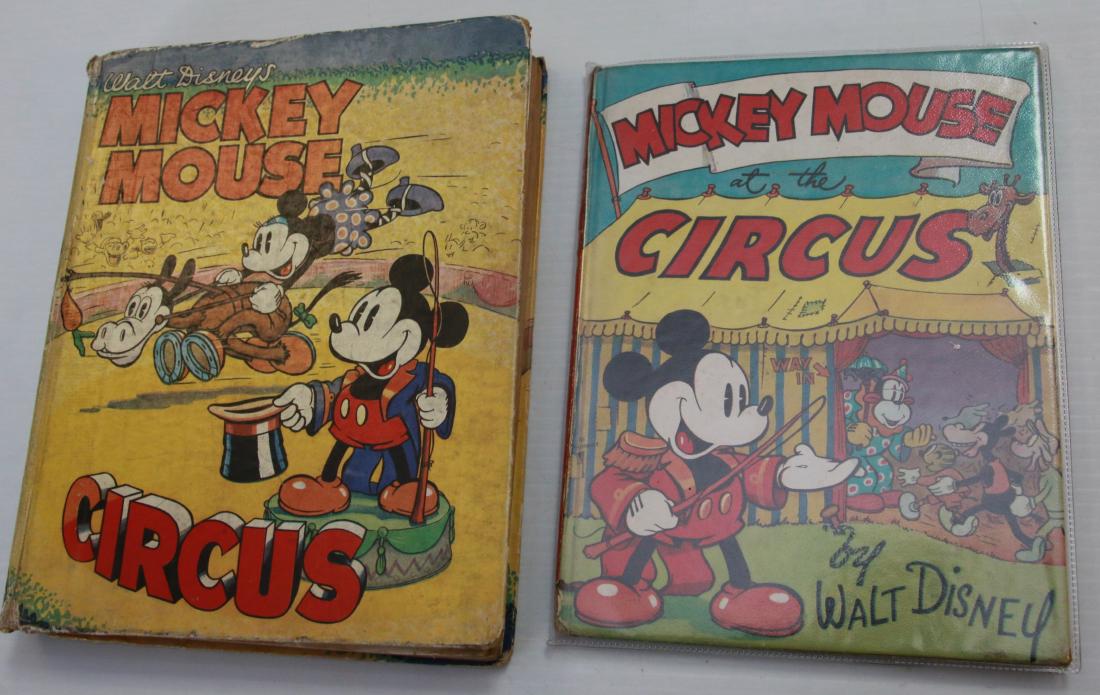 PR. OF MICKEY MOUSE BOOKS: "MICKEY MOUSE AT THE CIRCUS" 1934, BIRN BROTHERS, ENGLAND - "WALT DISNEY'S MICKEY MOUSE CIRCUS" BIRN BROTHERS, PRINTED IN ENGLAND (PENCIL MARKS AND STAMPING THROUGHOUT)