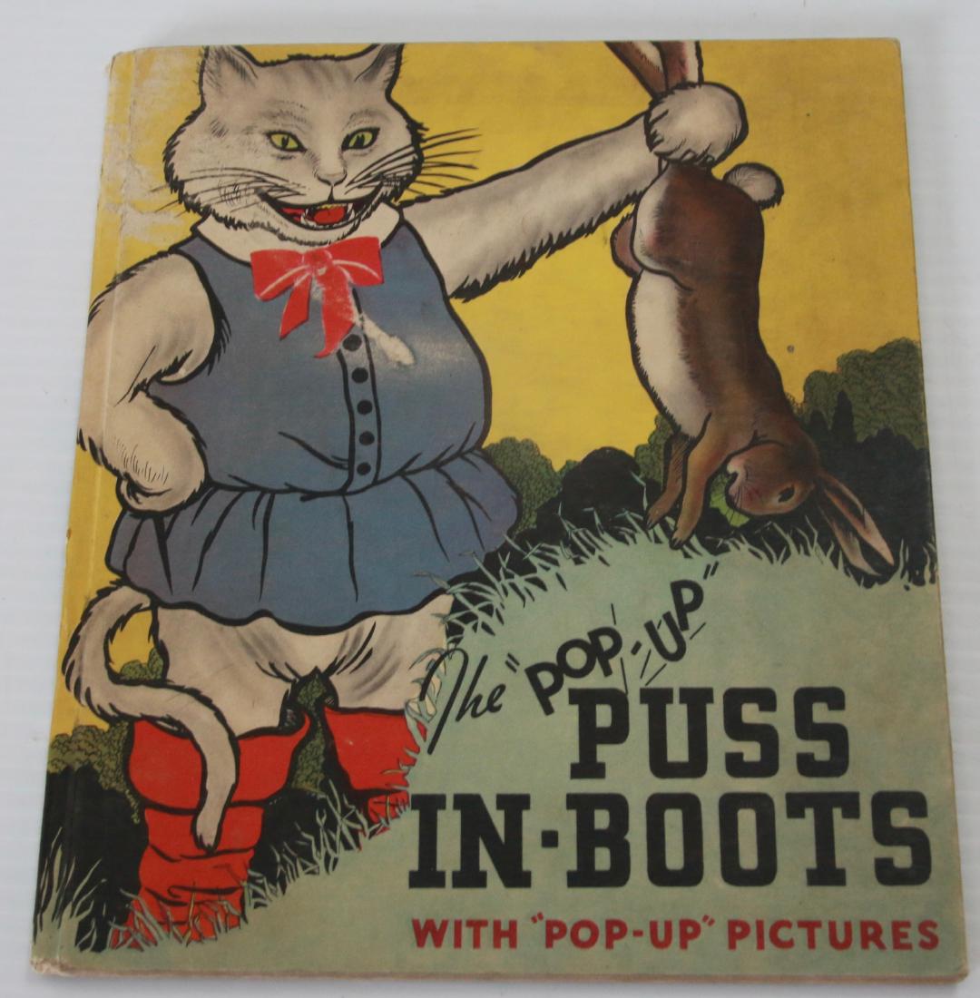 VINTAGE POP UP BOOK: "THE POP UP PUSS IN BOOTS" BLUE RIBBON PRESS, NEW YORK, CIRCA 1934