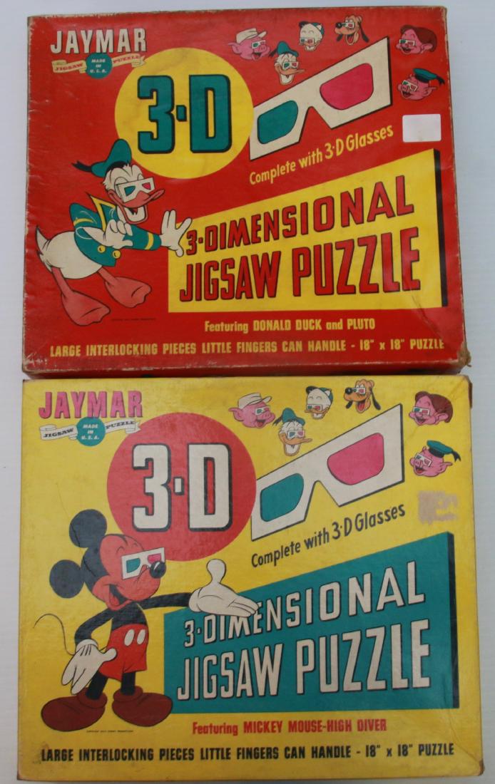 PAIR OF JAYMAR 3D JIGSAW PUZZLES: IN ORIGINAL BOXES WITH GLASS "PUZZLES WERE NOT PUT TOGETHER"